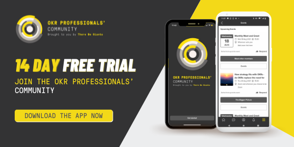 14 day free trial okr professional community sign up advertisement banner